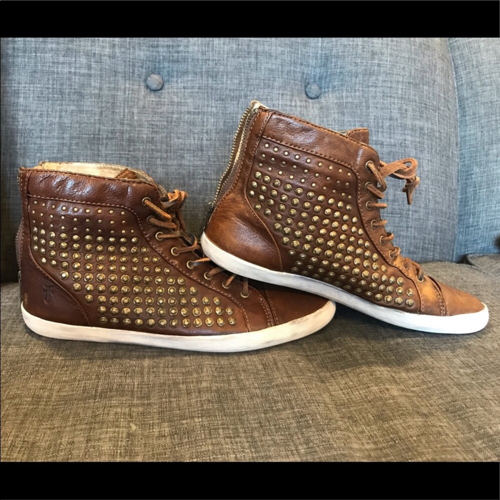 Frye Kira Studded high top leather sneakers